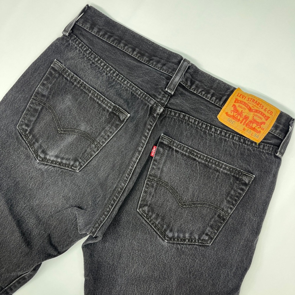 Levi's 501 Original Fit Jeans Men's 33x34 Faded Black Straight Leg Button Fly